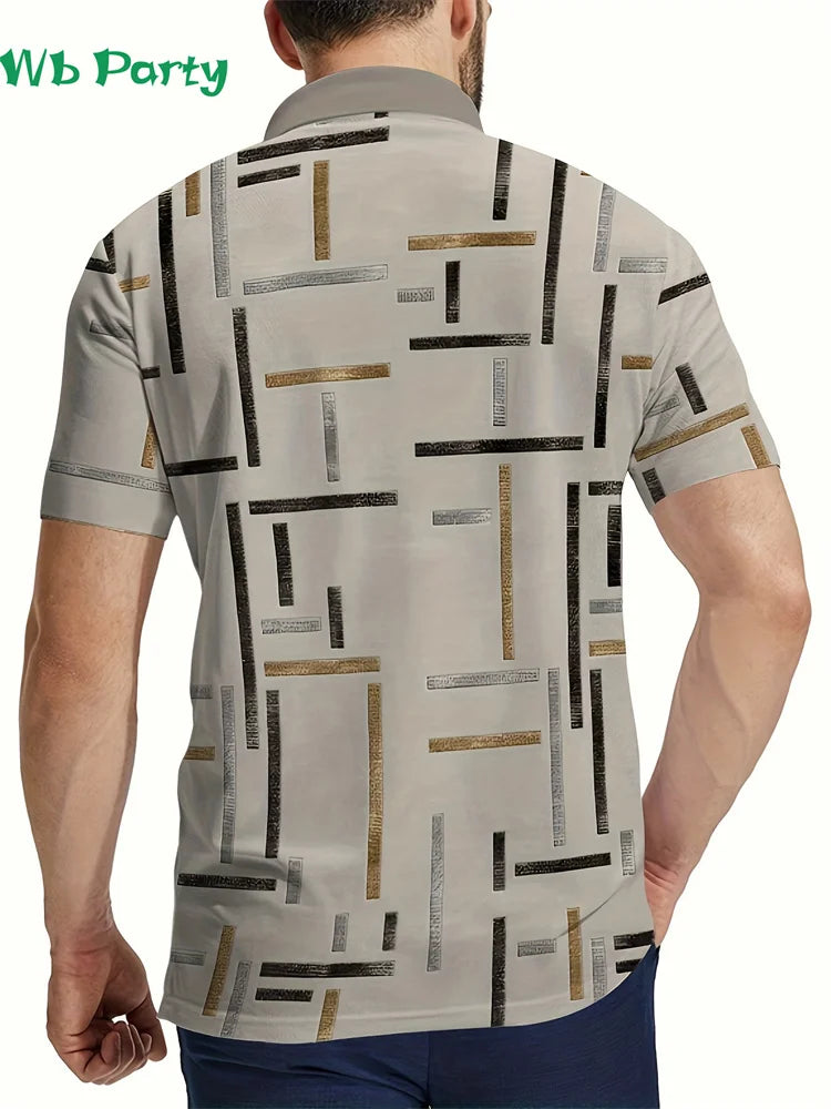 Simple Graphic T shirts Polo T shirt Men Lapel T-shirts for Men Fashion Casual Men's Shirts Mens Clothes Simple 3D Print Tops