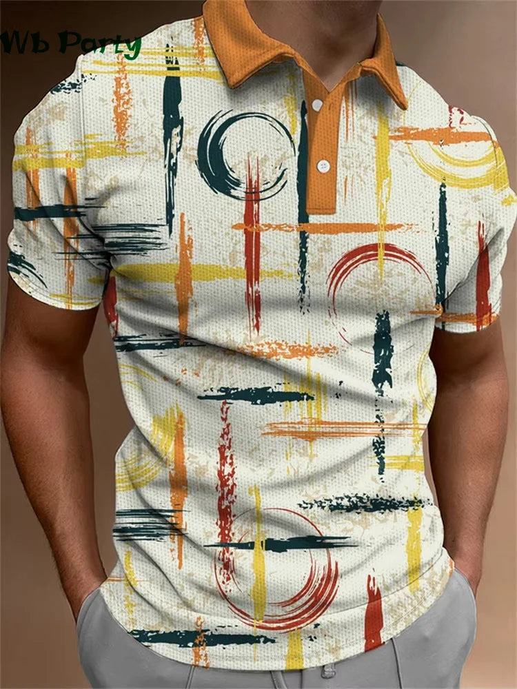 Simple Graphic T shirts Polo T shirt Men Lapel T-shirts for Men Fashion Casual Men's Shirts Mens Clothes Simple 3D Print Tops
