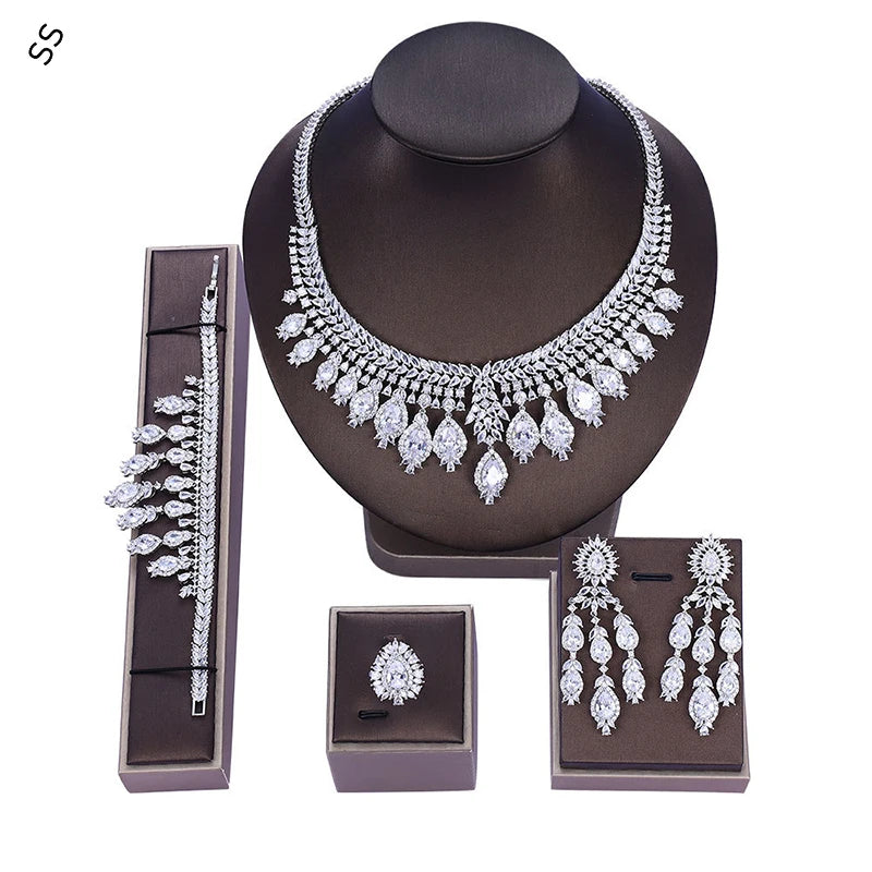 Wedding Studio Bridal Jewelry Set 4 Pieces for Women Noble Luxury Fashion Dresses Decoration Accessories