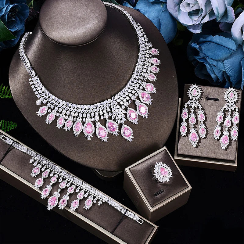 Wedding Studio Bridal Jewelry Set 4 Pieces for Women Noble Luxury Fashion Dresses Decoration Accessories