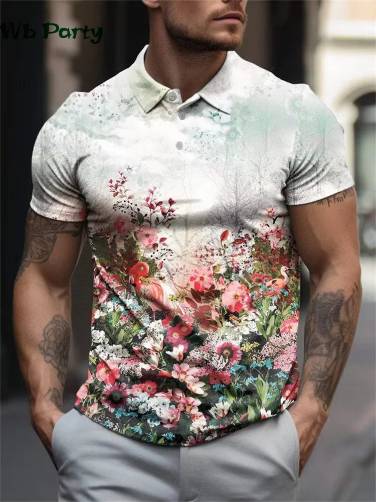 Simple Graphic T shirts Polo T shirt Men Lapel T-shirts for Men Fashion Casual Men's Shirts Mens Clothes Simple 3D Print Tops