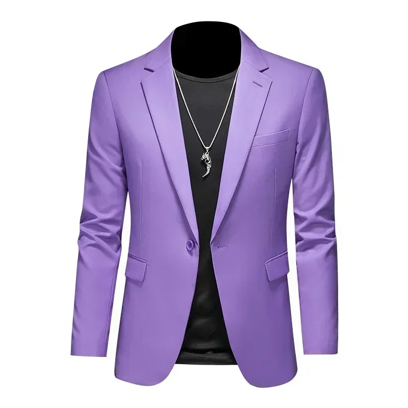 Fashion Men's Business Casual Blazer Black White Red Green Solid Color Slim Fit Jacket Wedding Groom Party Suit Coat M-6XL