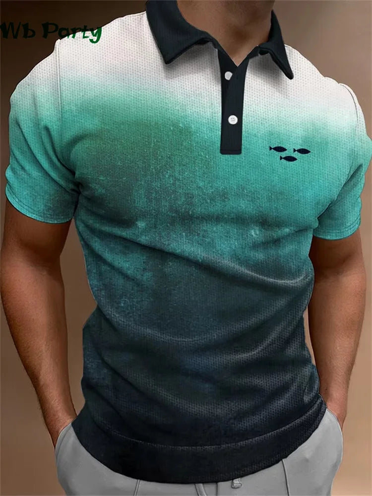 Simple Graphic T shirts Polo T shirt Men Lapel T-shirts for Men Fashion Casual Men's Shirts Mens Clothes Simple 3D Print Tops