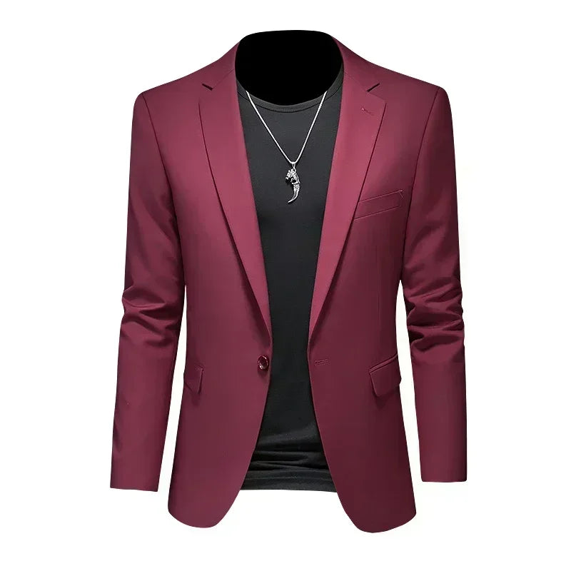 Fashion Men's Business Casual Blazer Black White Red Green Solid Color Slim Fit Jacket Wedding Groom Party Suit Coat M-6XL