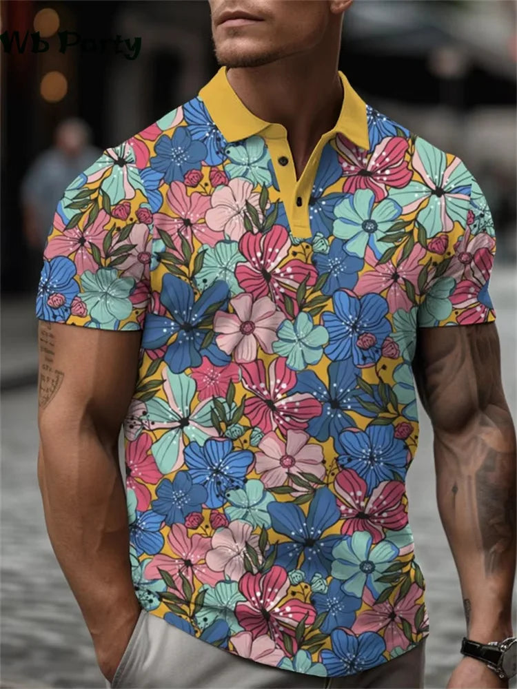 Simple Graphic T shirts Polo T shirt Men Lapel T-shirts for Men Fashion Casual Men's Shirts Mens Clothes Simple 3D Print Tops