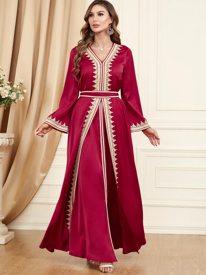 Dubai Abaya for Women Dress 2 Piece Set A-line Abayas Party Dress Kimono Morocco Kaftan Saudi Arab Vestidos Gown Kaftan Islamic