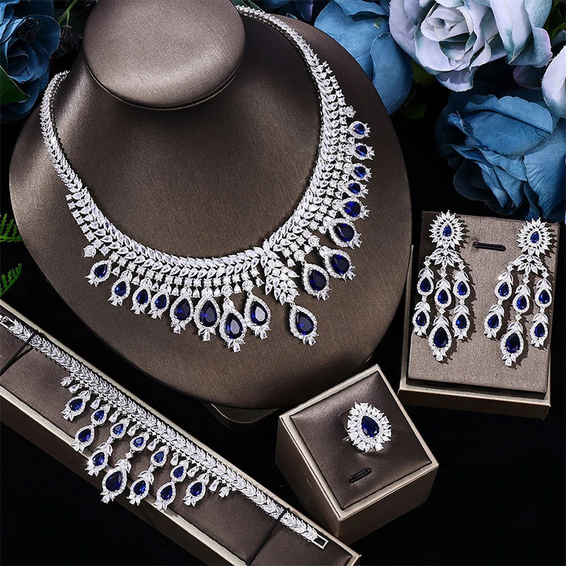 Wedding Studio Bridal Jewelry Set 4 Pieces for Women Noble Luxury Fashion Dresses Decoration Accessories